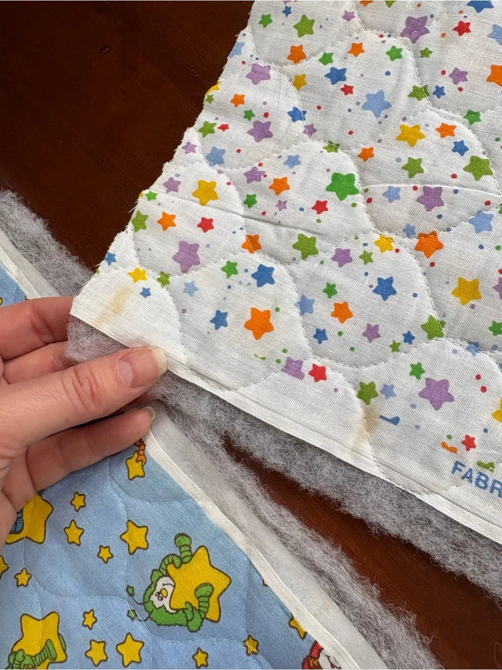 Rainbow Brite 1983 rare vintage quilted fabric 3 remnants